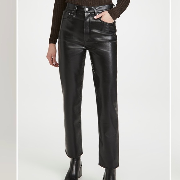 NWT Agolde Black Leather Pants - Picture 3 of 9